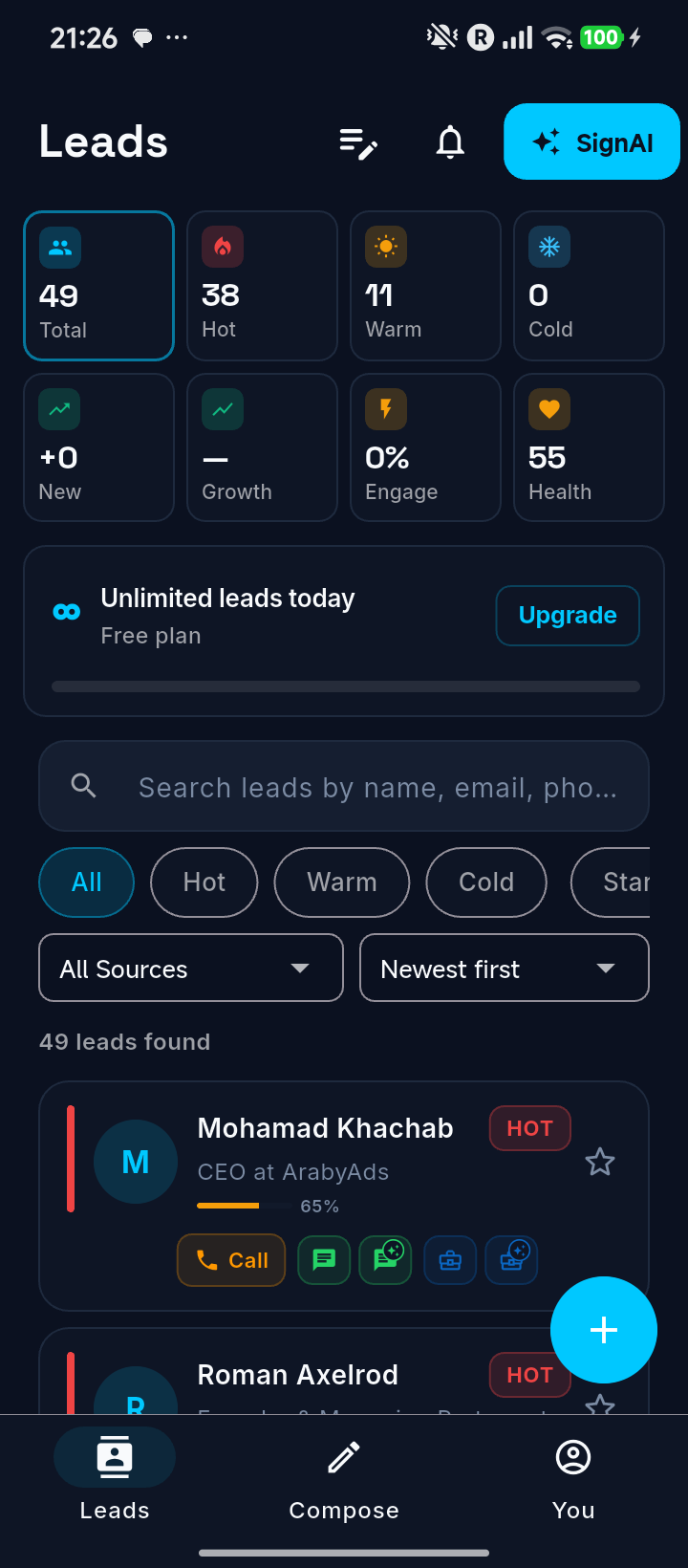 Leads Screenshot